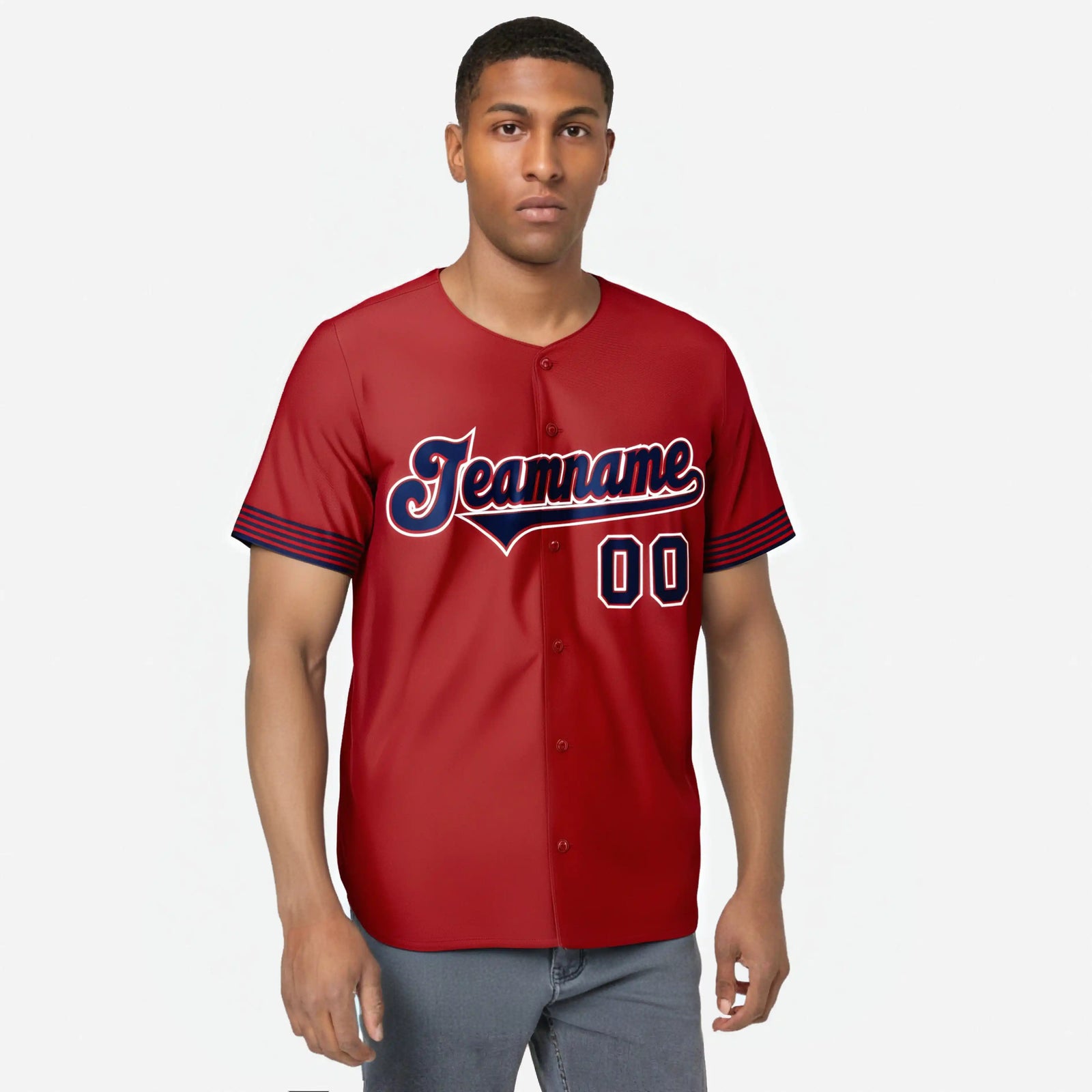 Custom Red Navy-White Classic Style Authentic Baseball Jersey