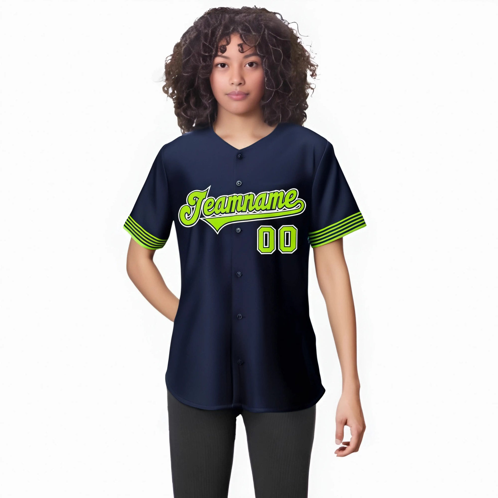 Custom Navy Neon Green-White Classic Style Authentic Baseball Jersey