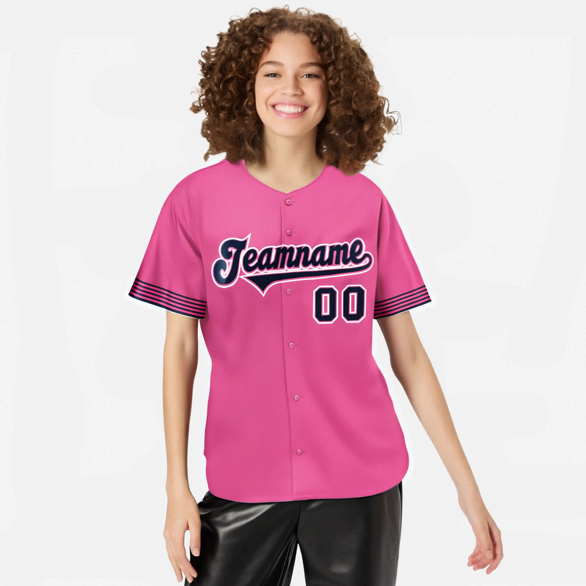 Custom Pink Navy-White Classic Style Authentic Baseball Jersey
