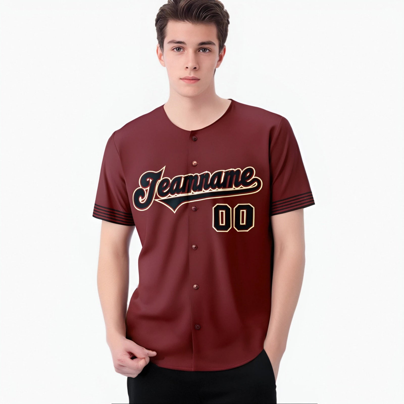 Custom Crimson Black-Old Gold Classic Style Authentic Baseball Jersey