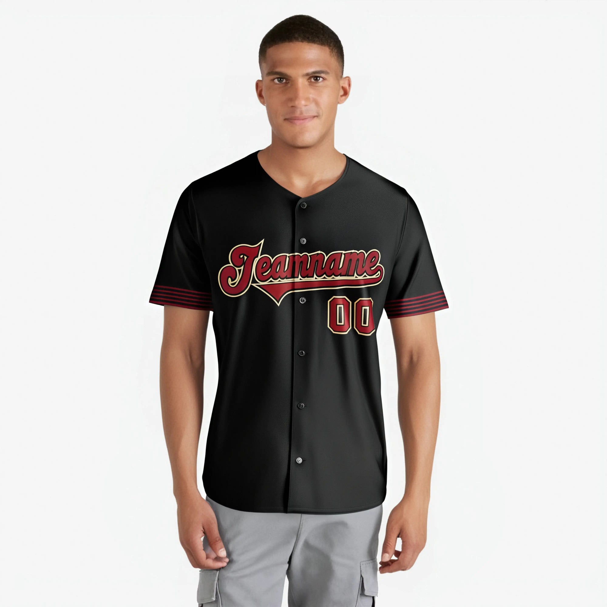 Custom Black Crimson-White Classic Style Authentic Baseball Jersey