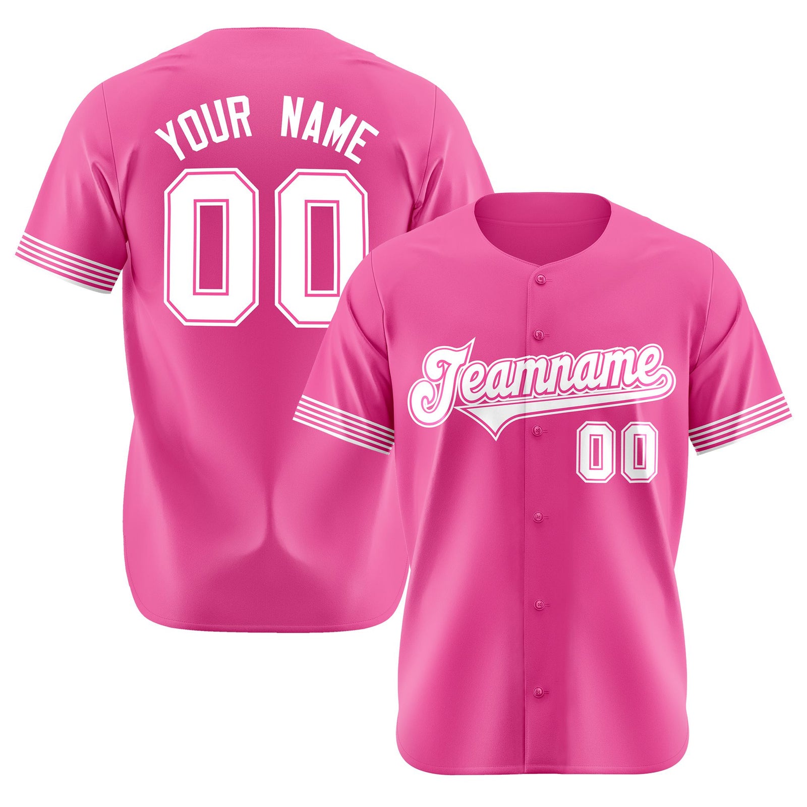Custom Pink White Classic Style Authentic Baseball Jersey