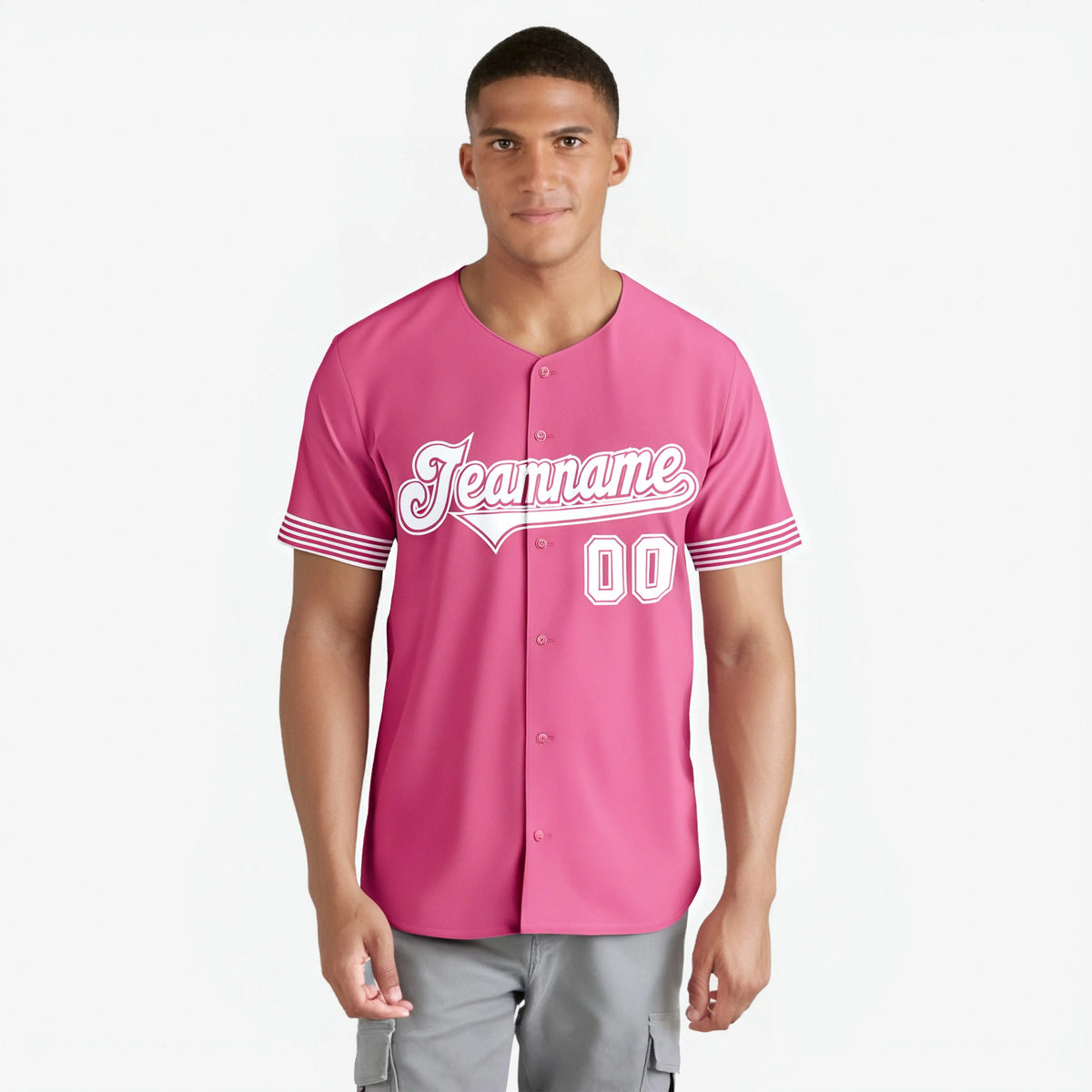 Custom Pink White Classic Style Authentic Baseball Jersey