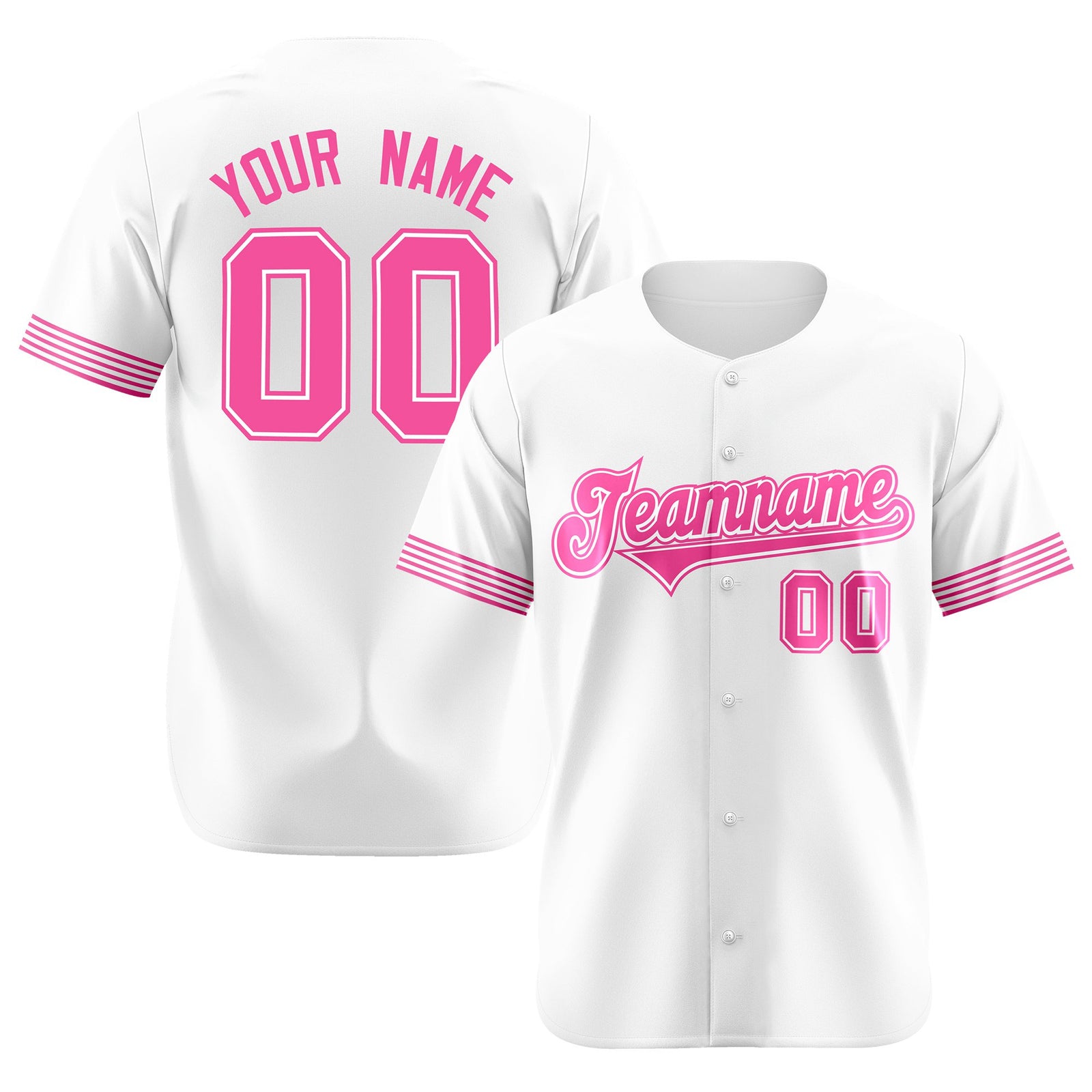 Custom White Pink Classic Style Authentic Baseball Jersey