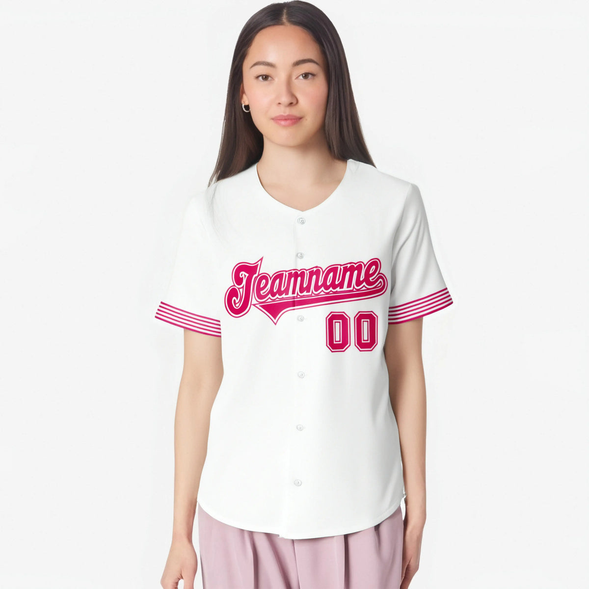 Custom White Pink Classic Style Authentic Baseball Jersey