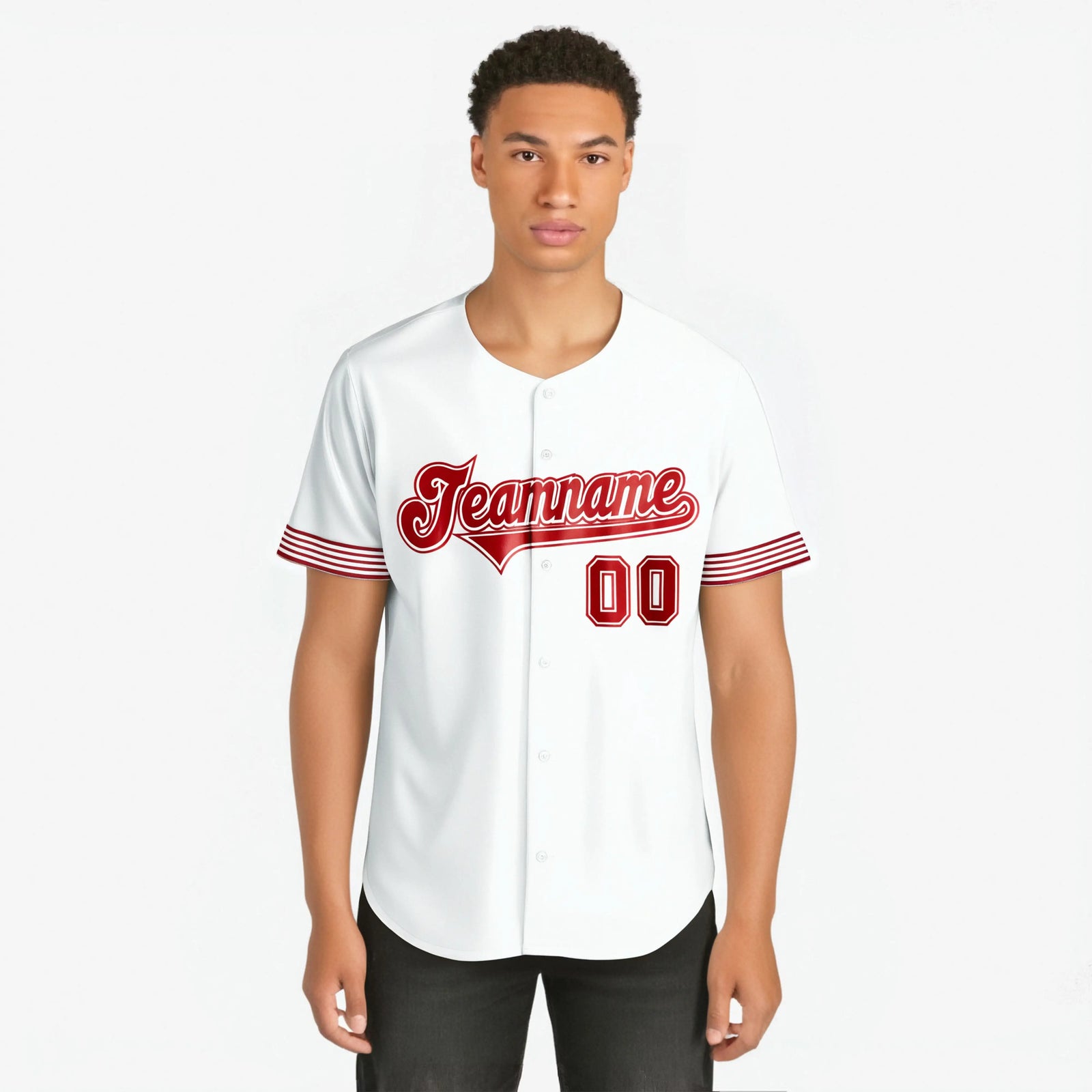 Custom White Red Classic Style Authentic Baseball Jersey