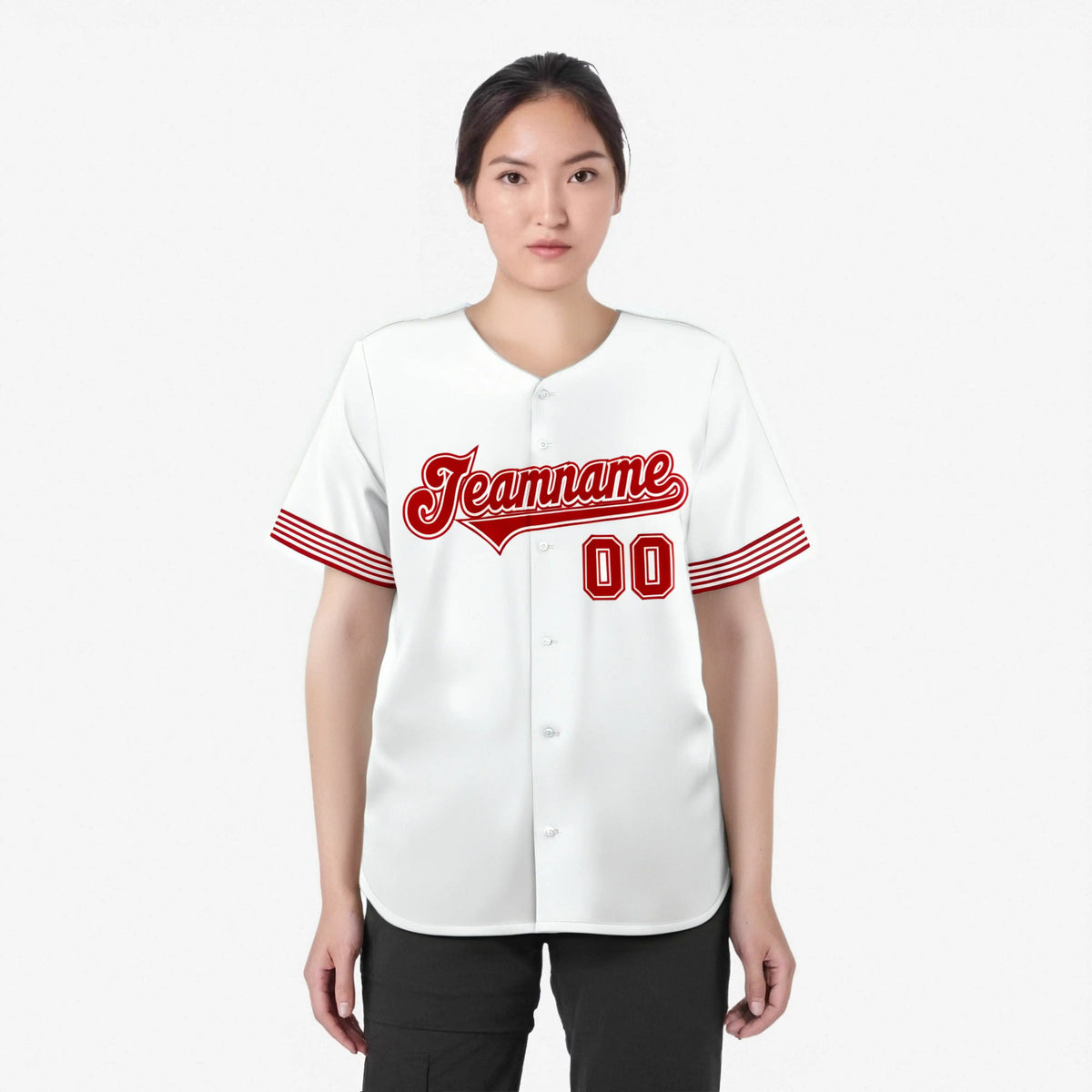 Custom White Red Classic Style Authentic Baseball Jersey