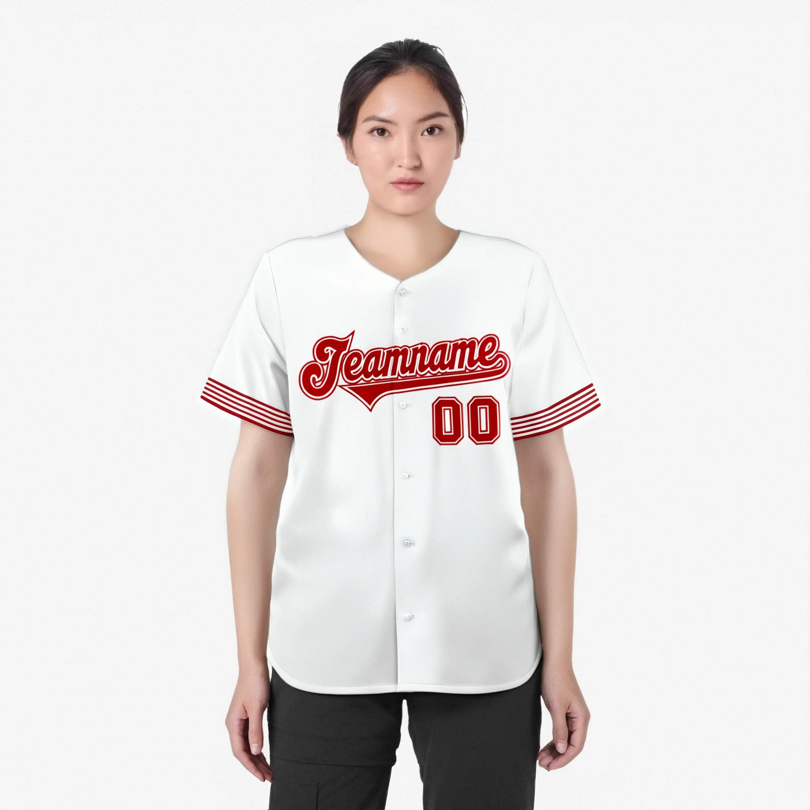 Custom White Red Classic Style Authentic Baseball Jersey