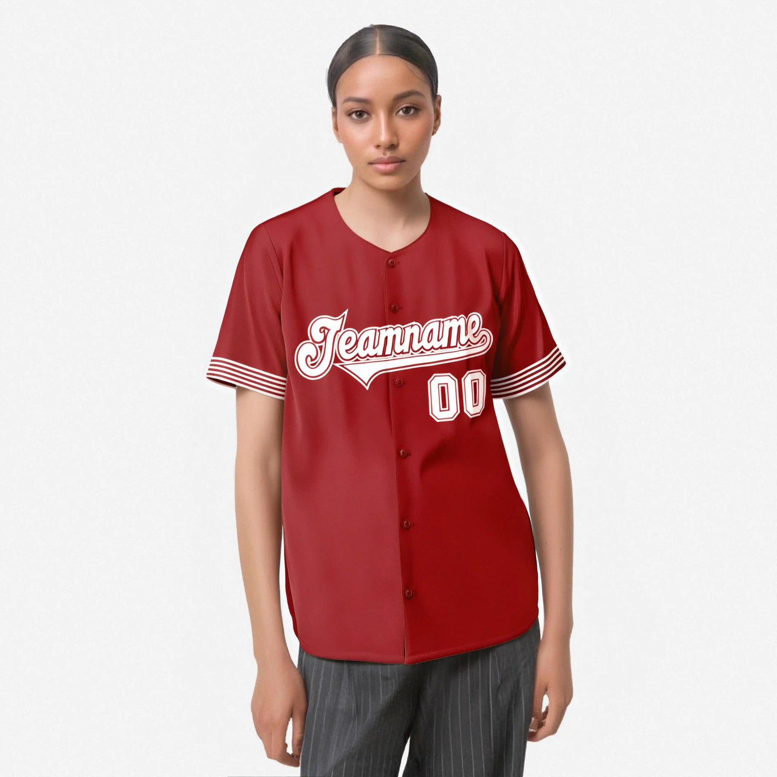 Custom Red White Classic Style Authentic Baseball Jersey