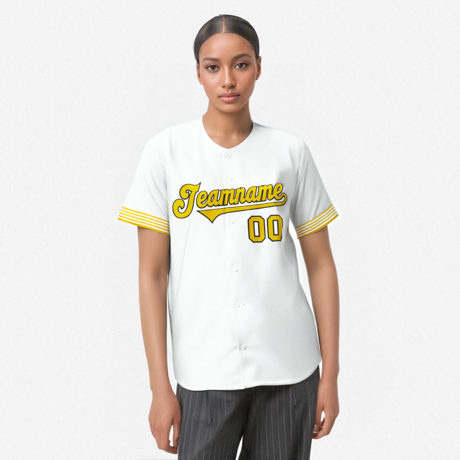 Custom White Gold-Black Classic Style Authentic Baseball Jersey