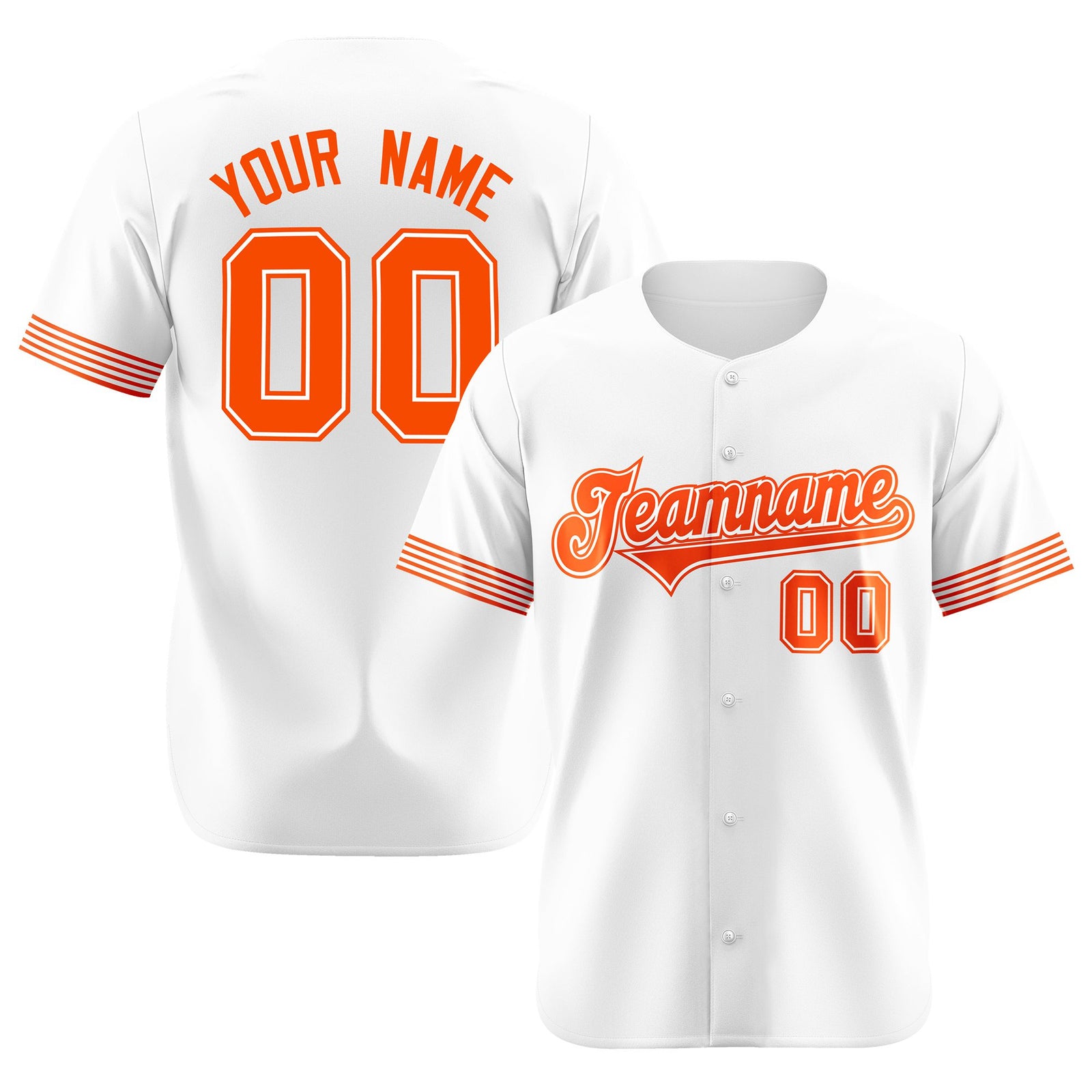 Custom White Orange Classic Style Authentic Baseball Jersey