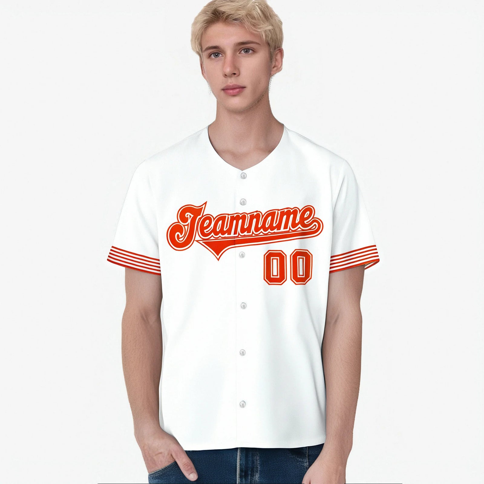 Custom White Orange Classic Style Authentic Baseball Jersey