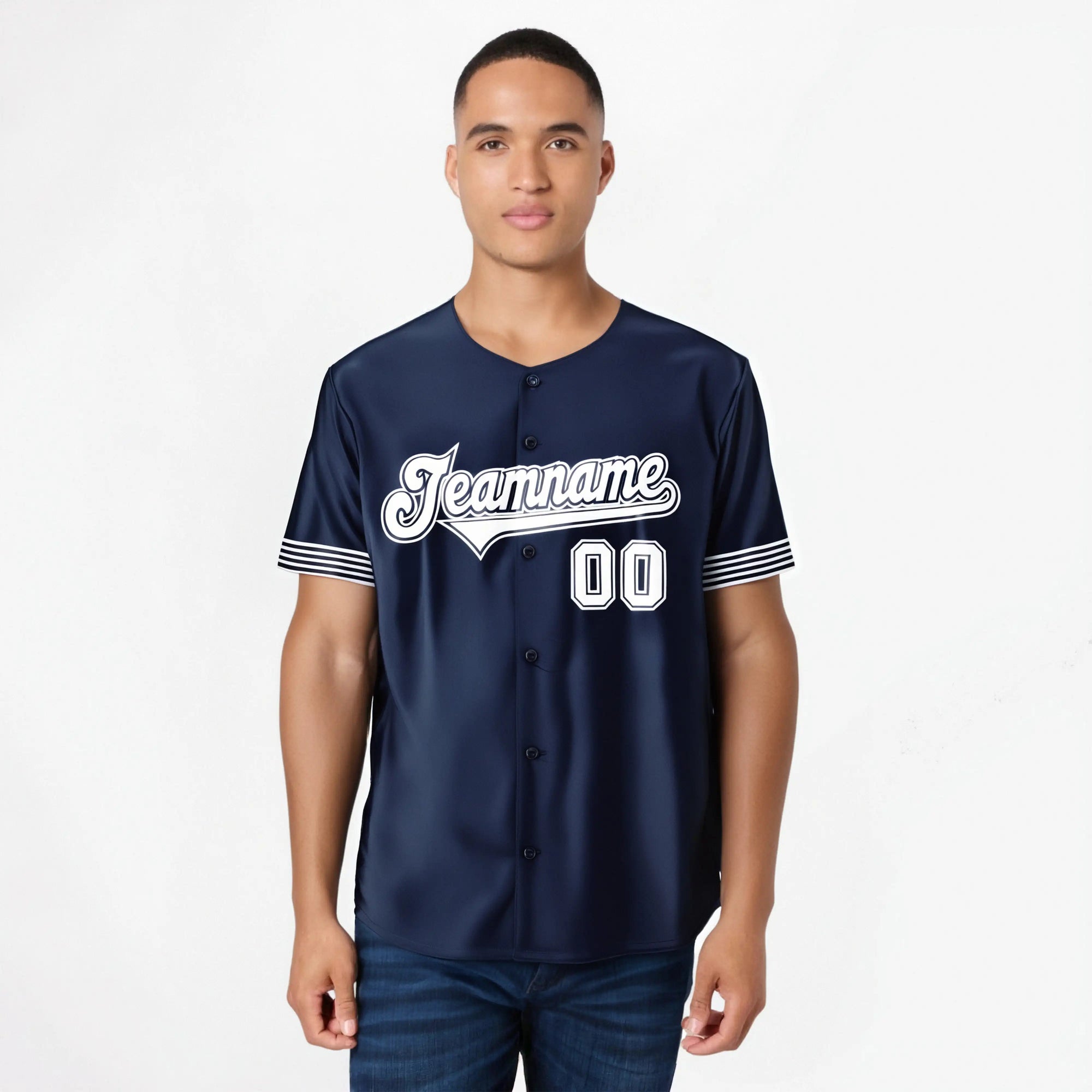 Custom Navy White Classic Style Authentic Baseball Jersey