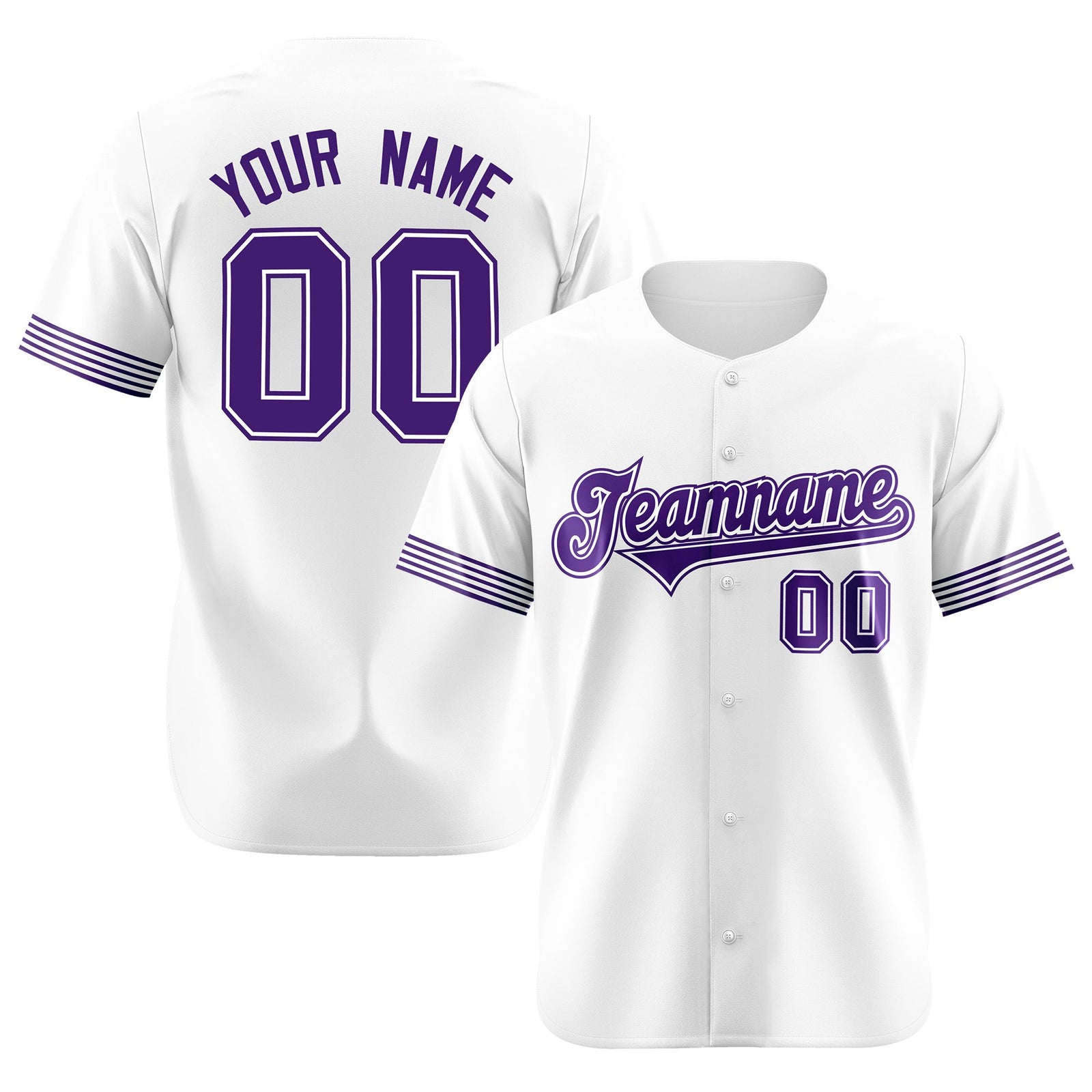 Custom White Purple Classic Style Authentic Baseball Jersey