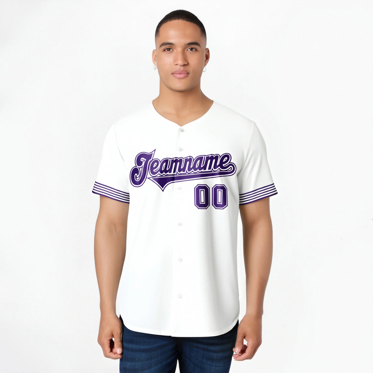 Custom White Purple Classic Style Authentic Baseball Jersey