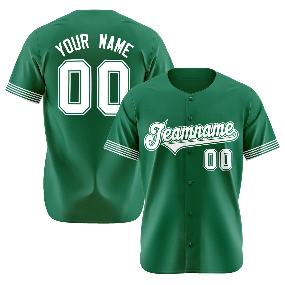 Custom Kelly Green White Classic Style Authentic Baseball Jersey