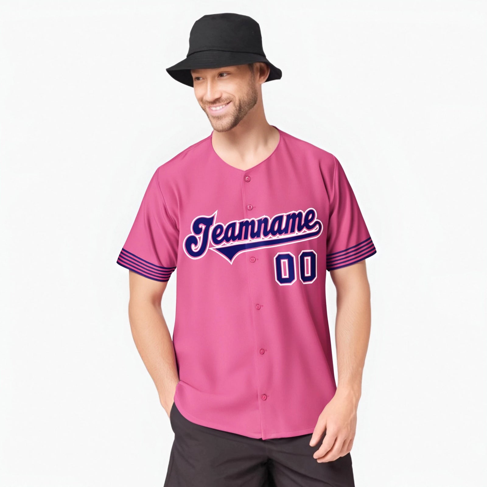 Custom Pink Purple-White Classic Style Authentic Baseball Jersey