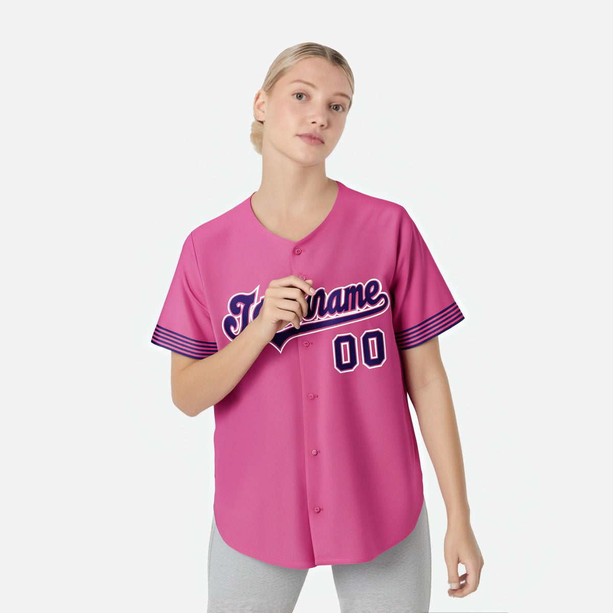 Custom Pink Purple-White Classic Style Authentic Baseball Jersey