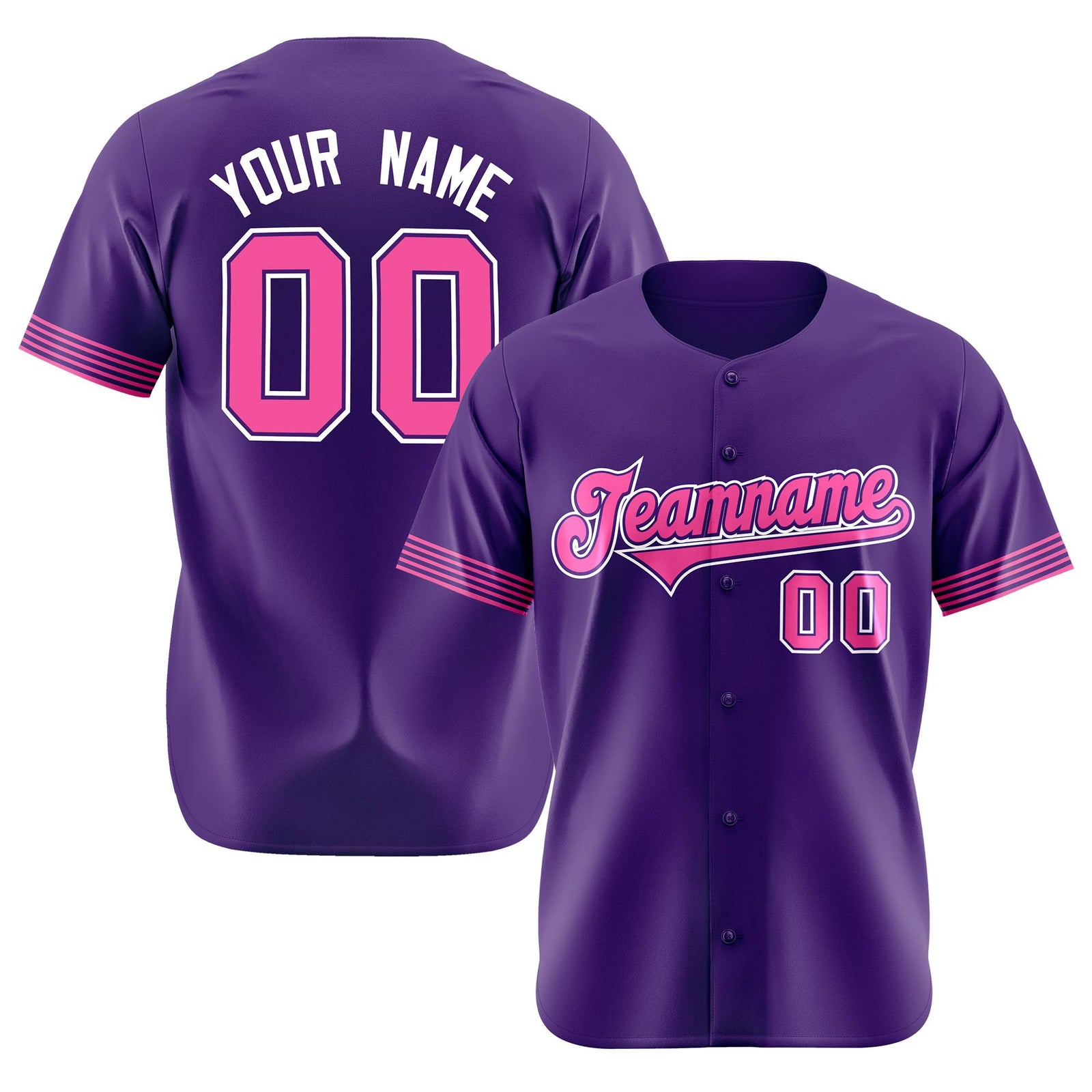 Custom Purple Pink-White Classic Style Authentic Baseball Jersey