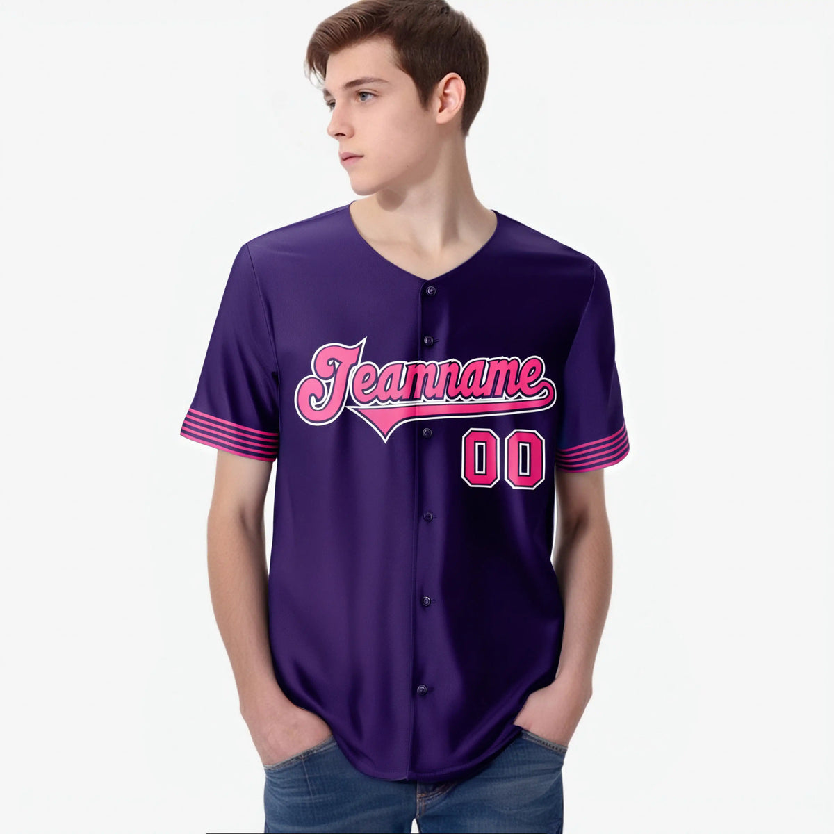 Custom Purple Pink-White Classic Style Authentic Baseball Jersey