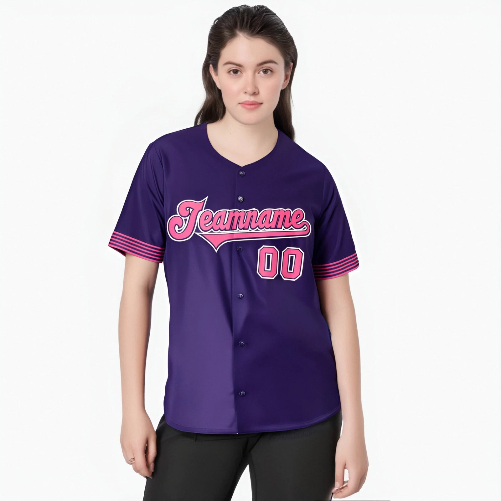 Custom Purple Pink-White Classic Style Authentic Baseball Jersey
