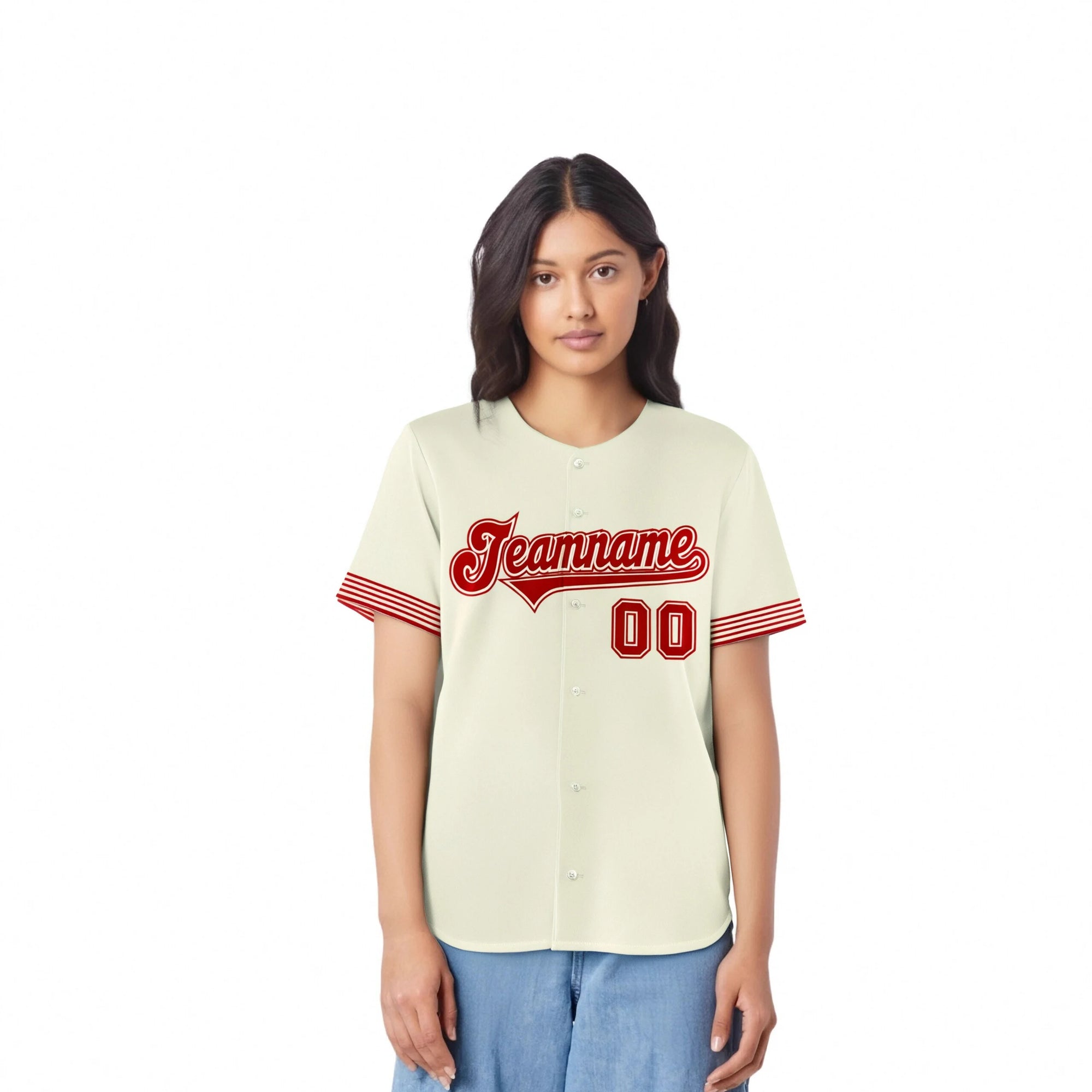 Custom Cream Red-White Classic Style Authentic Baseball Jersey