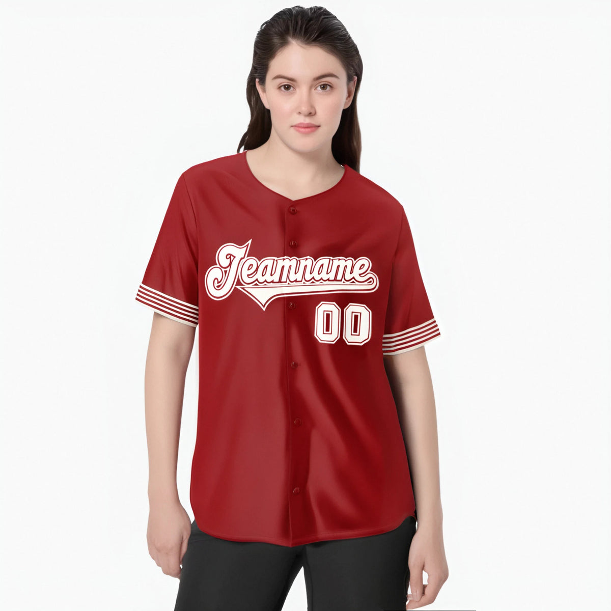 Custom Red Cream-White Classic Style Authentic Baseball Jersey