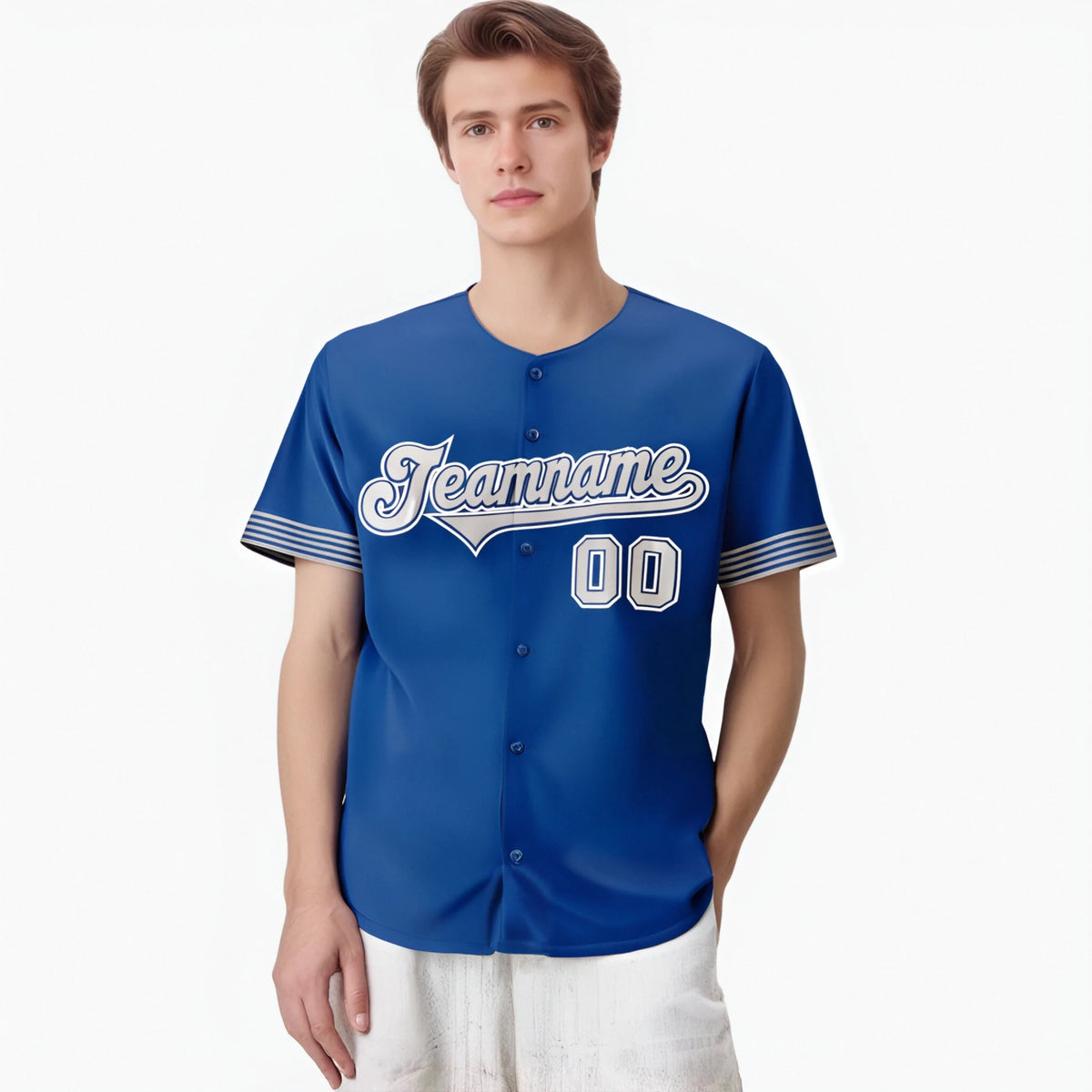 Custom Royal Blue Gray-White Classic Style Authentic Baseball Jersey
