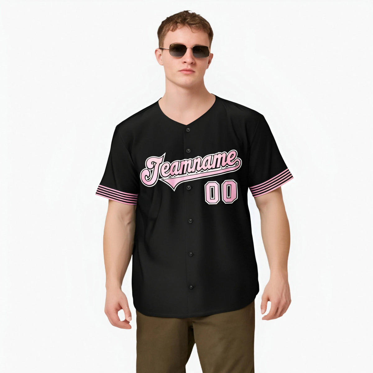 Custom Black Light Pink-White Classic Style Authentic Baseball Jersey