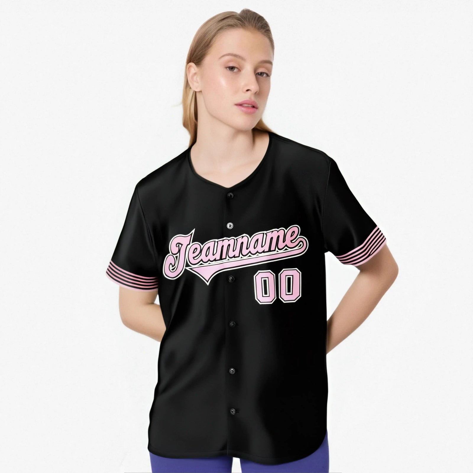 Custom Black Light Pink-White Classic Style Authentic Baseball Jersey