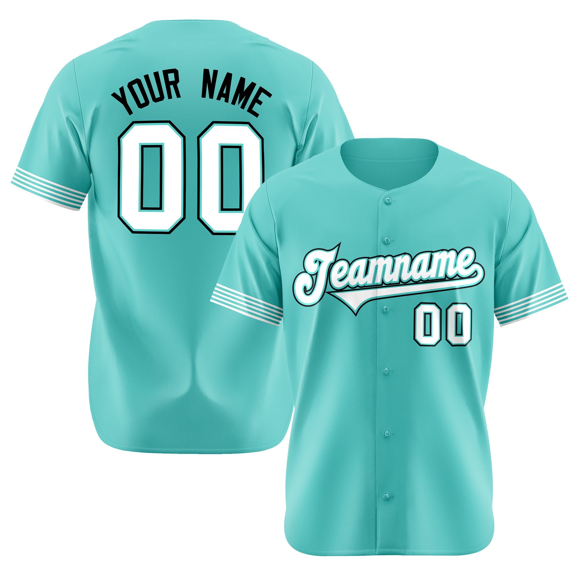 Custom Aqua White-Black Classic Style Authentic Baseball Jersey