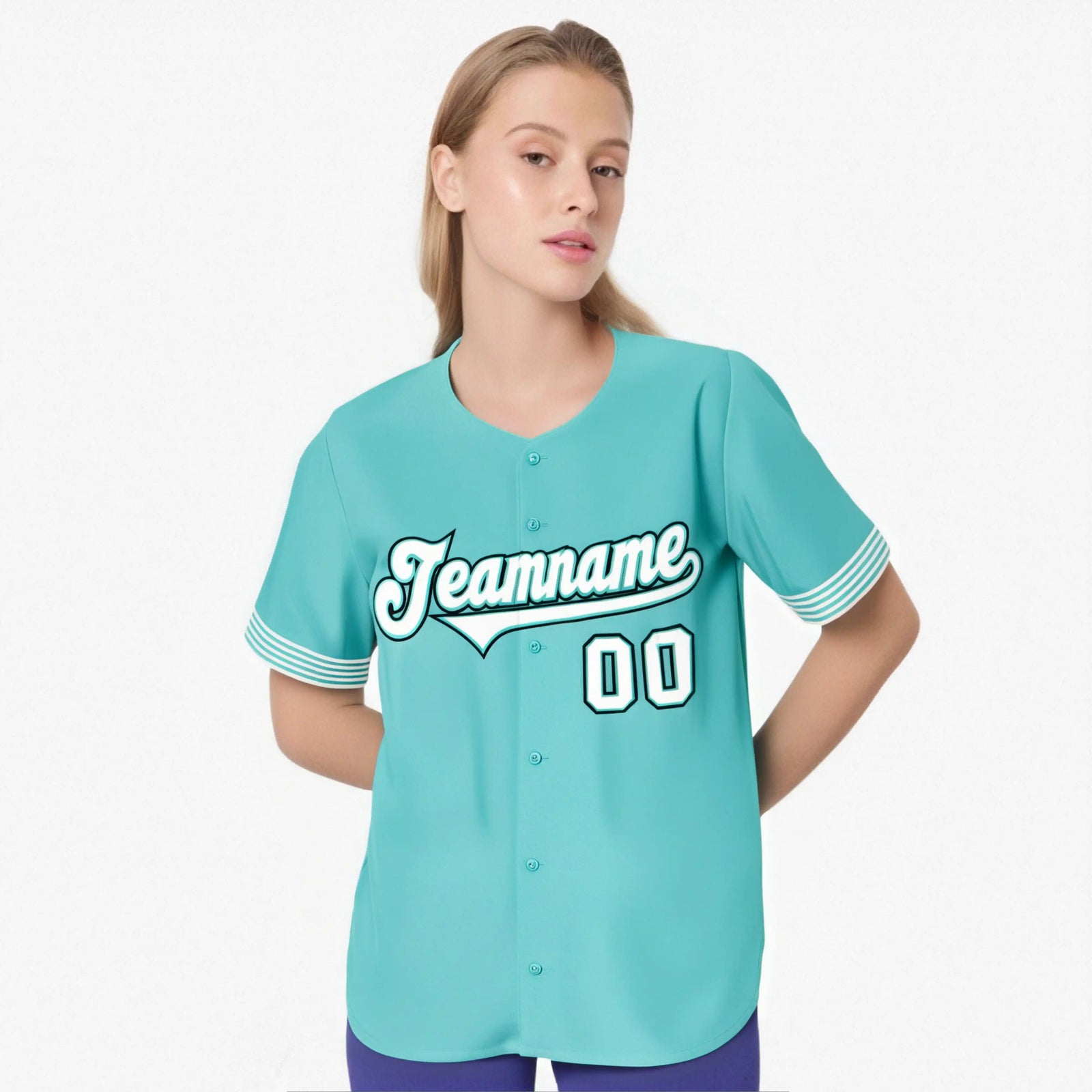 Custom Aqua White-Black Classic Style Authentic Baseball Jersey