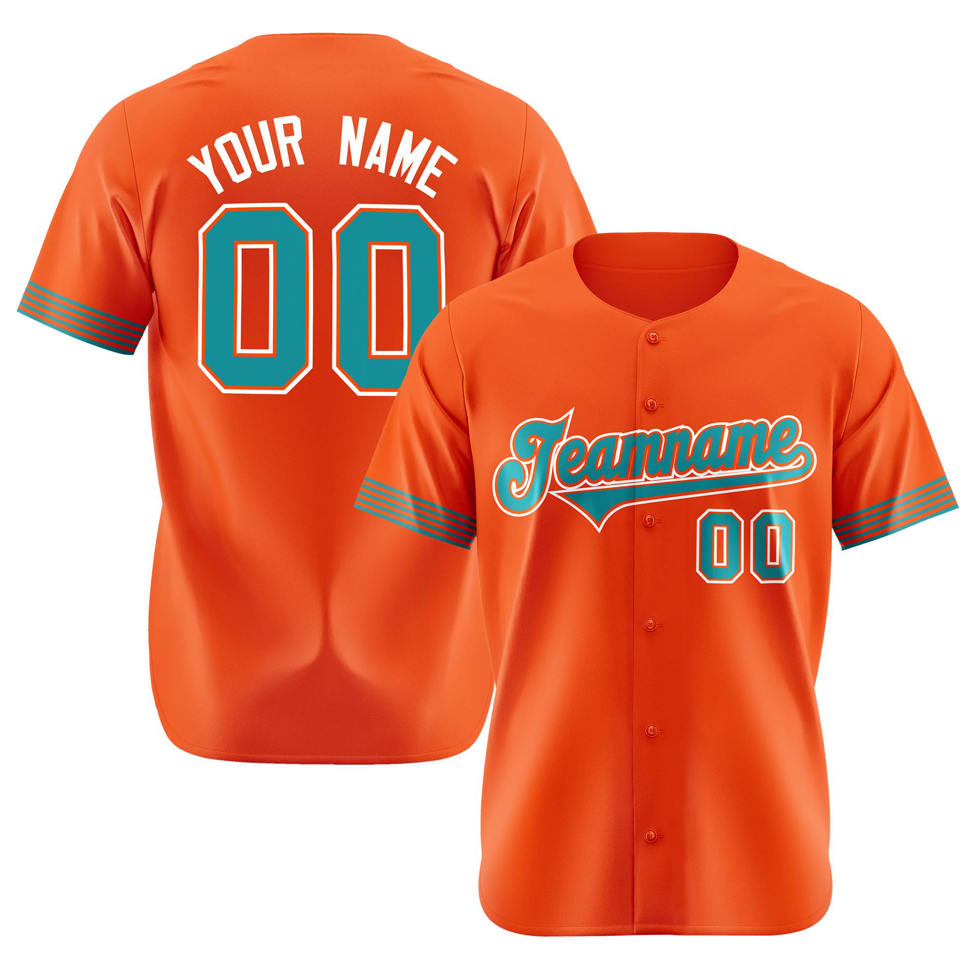 Custom Orange Aqua-White Classic Style Authentic Baseball Jersey