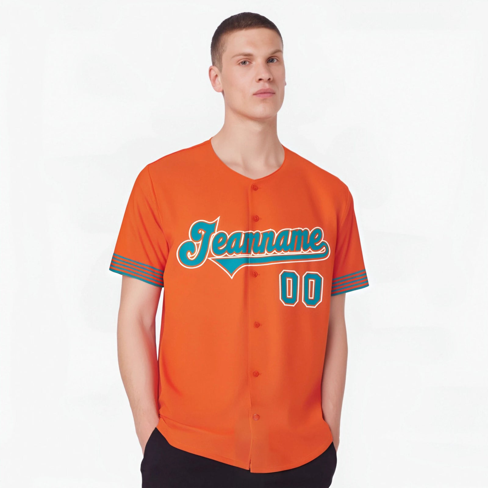 Custom Orange Aqua-White Classic Style Authentic Baseball Jersey