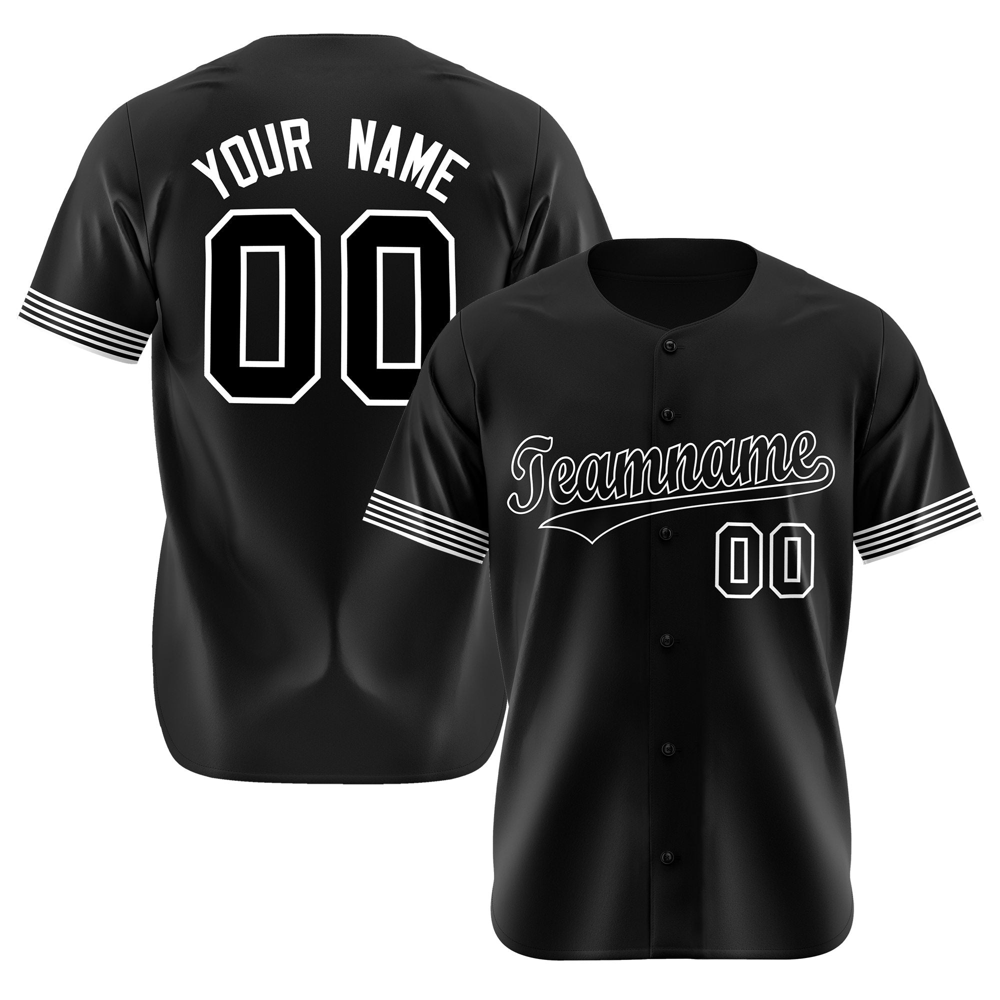 Custom Black Black-White Classic Style Authentic Baseball Jersey