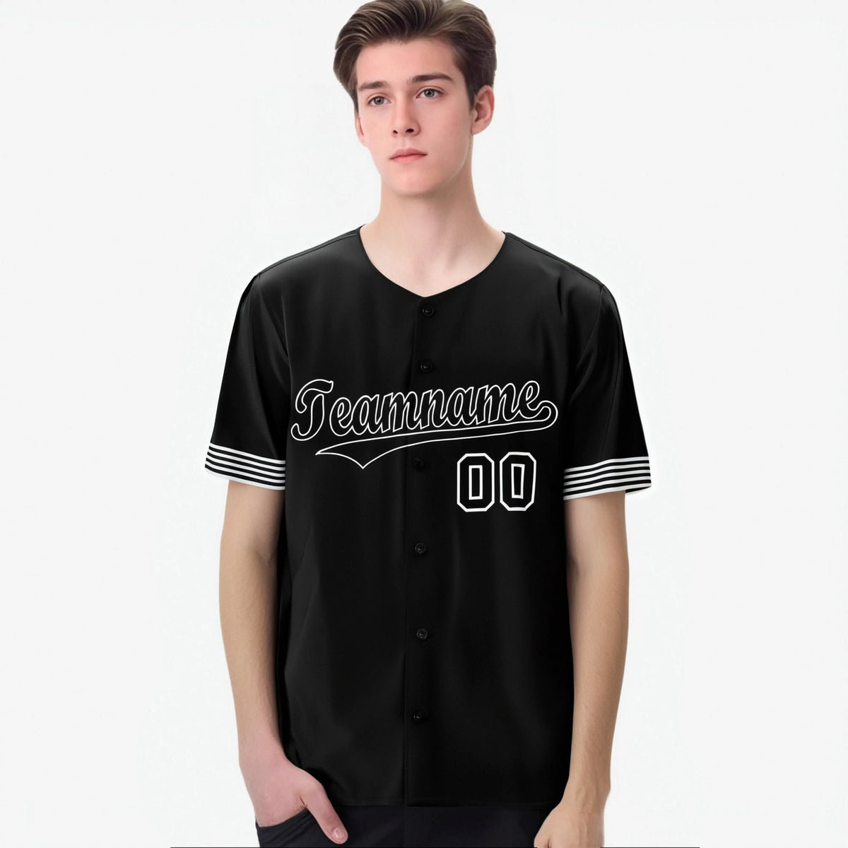 Custom Black Black-White Classic Style Authentic Baseball Jersey