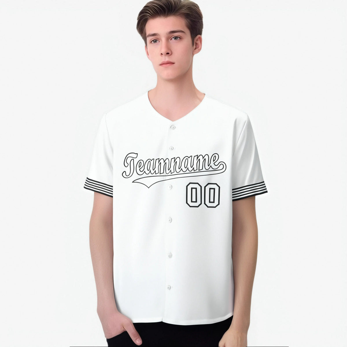 Custom White Black-White Classic Style Authentic Baseball Jersey