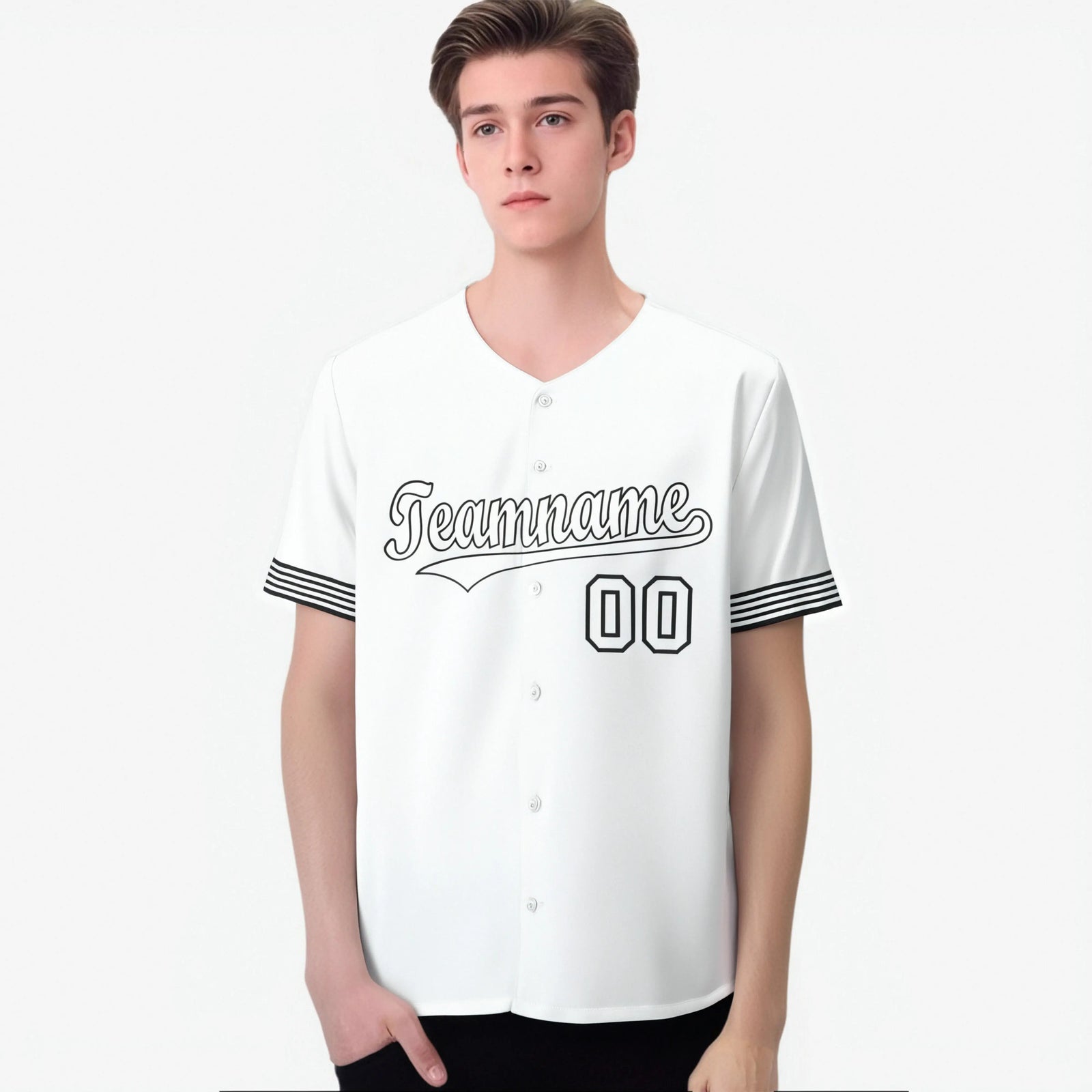 Custom White Black-White Classic Style Authentic Baseball Jersey