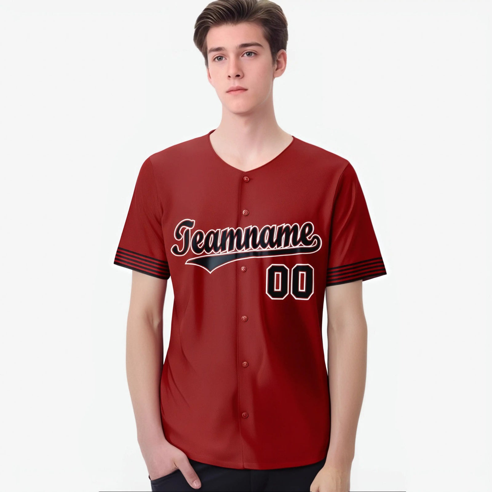 Custom Red Black-White Classic Style Authentic Baseball Jersey