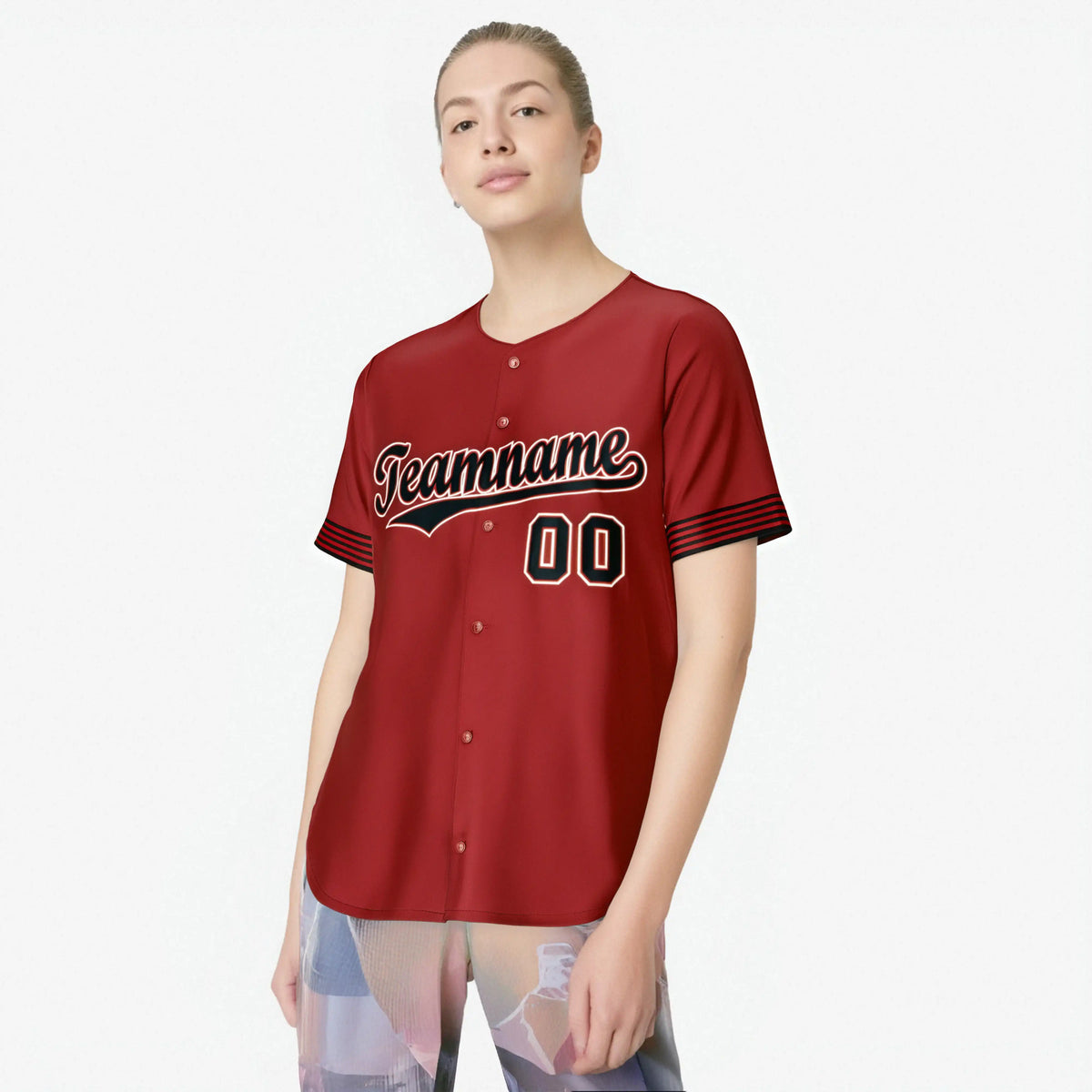 Custom Red Black-White Classic Style Authentic Baseball Jersey