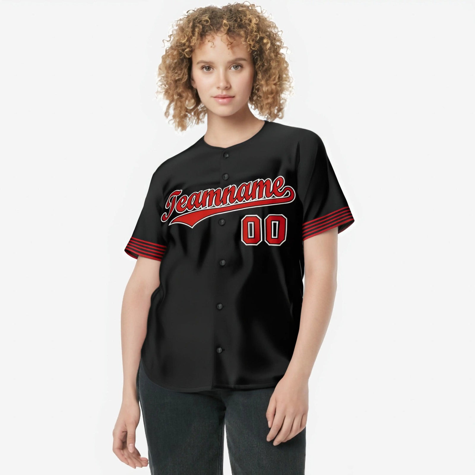 Custom Black Red-White Classic Style Authentic Baseball Jersey