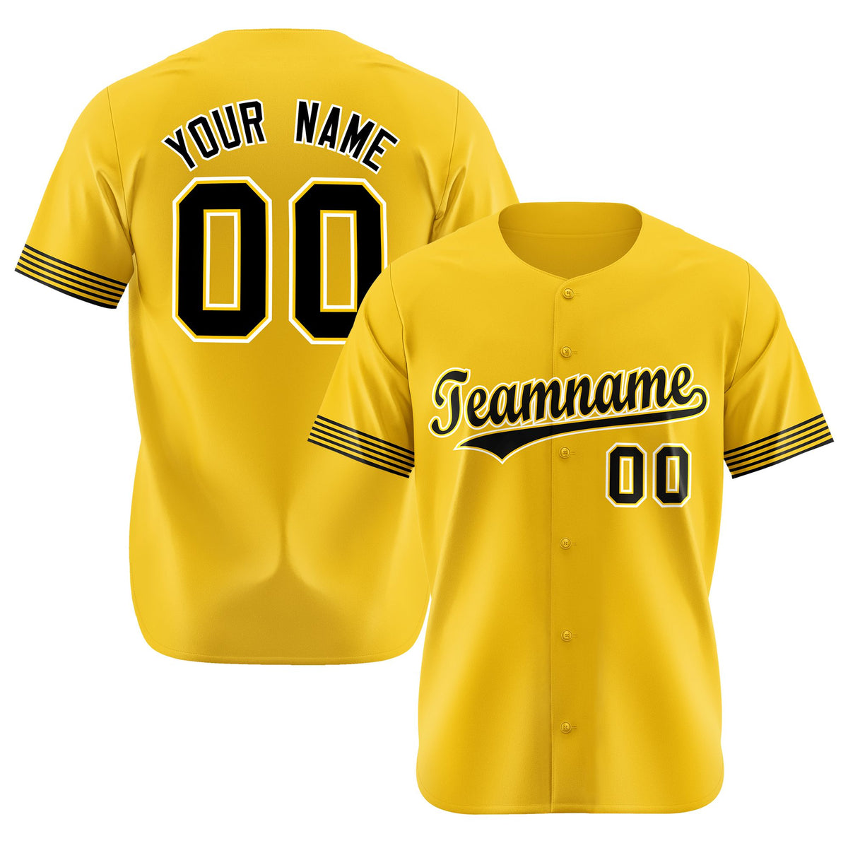 Custom Gold Black-White Classic Style Authentic Baseball Jersey