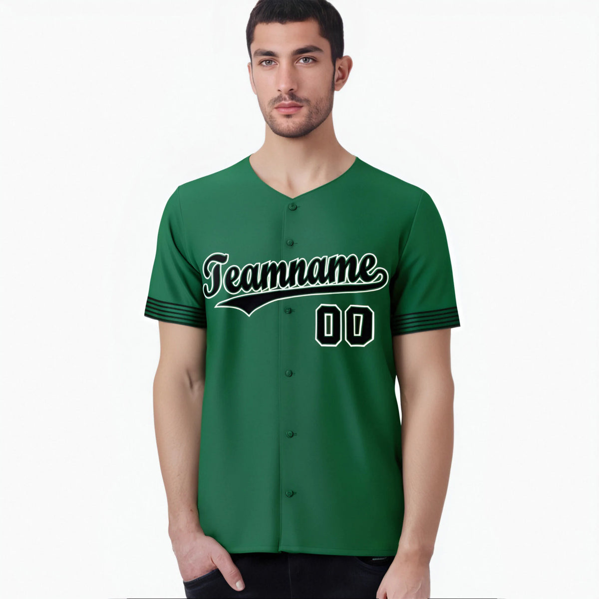 Custom Kelly Green Black-White Classic Style Authentic Baseball Jersey