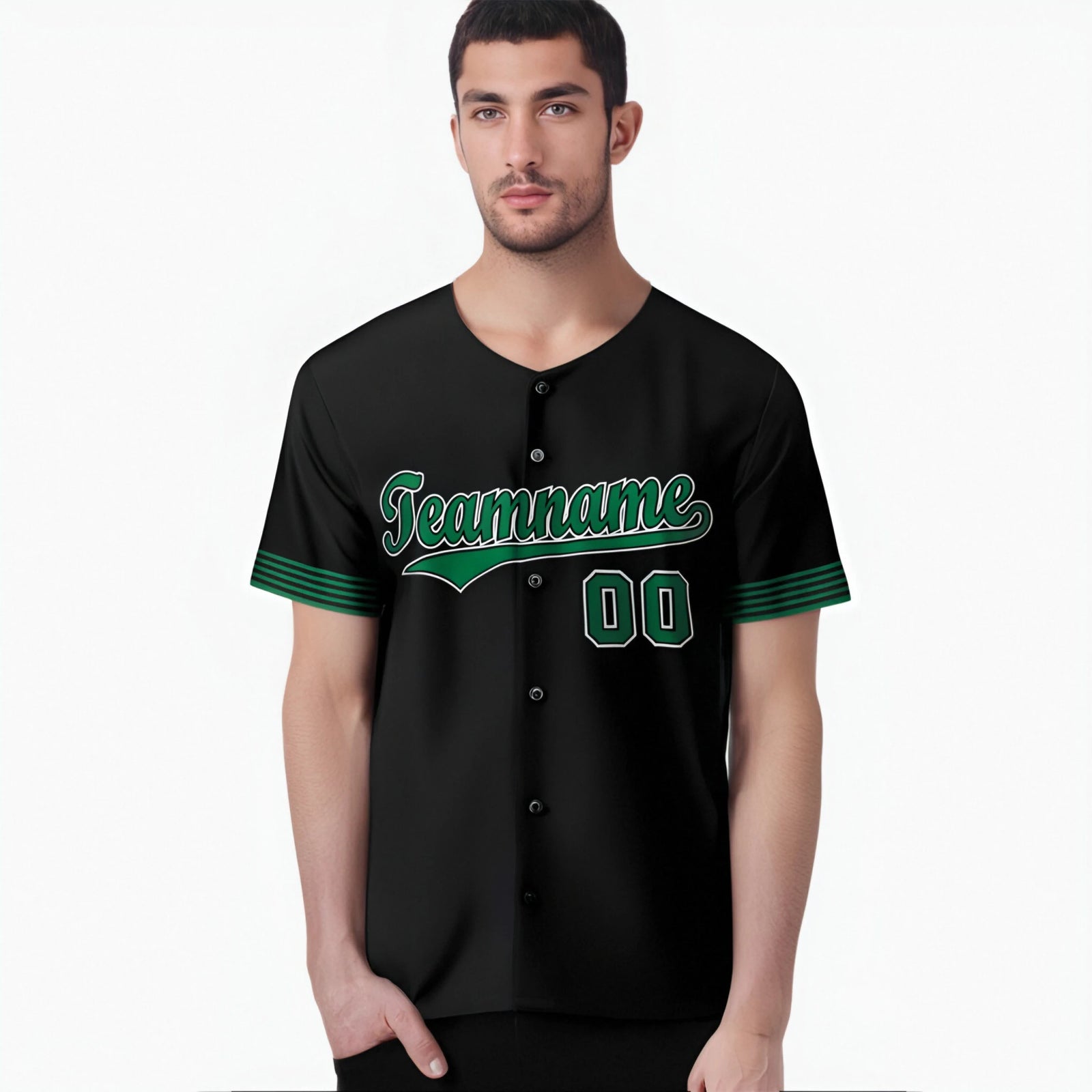 Custom Black Kelly Green-White Classic Style Authentic Baseball Jersey