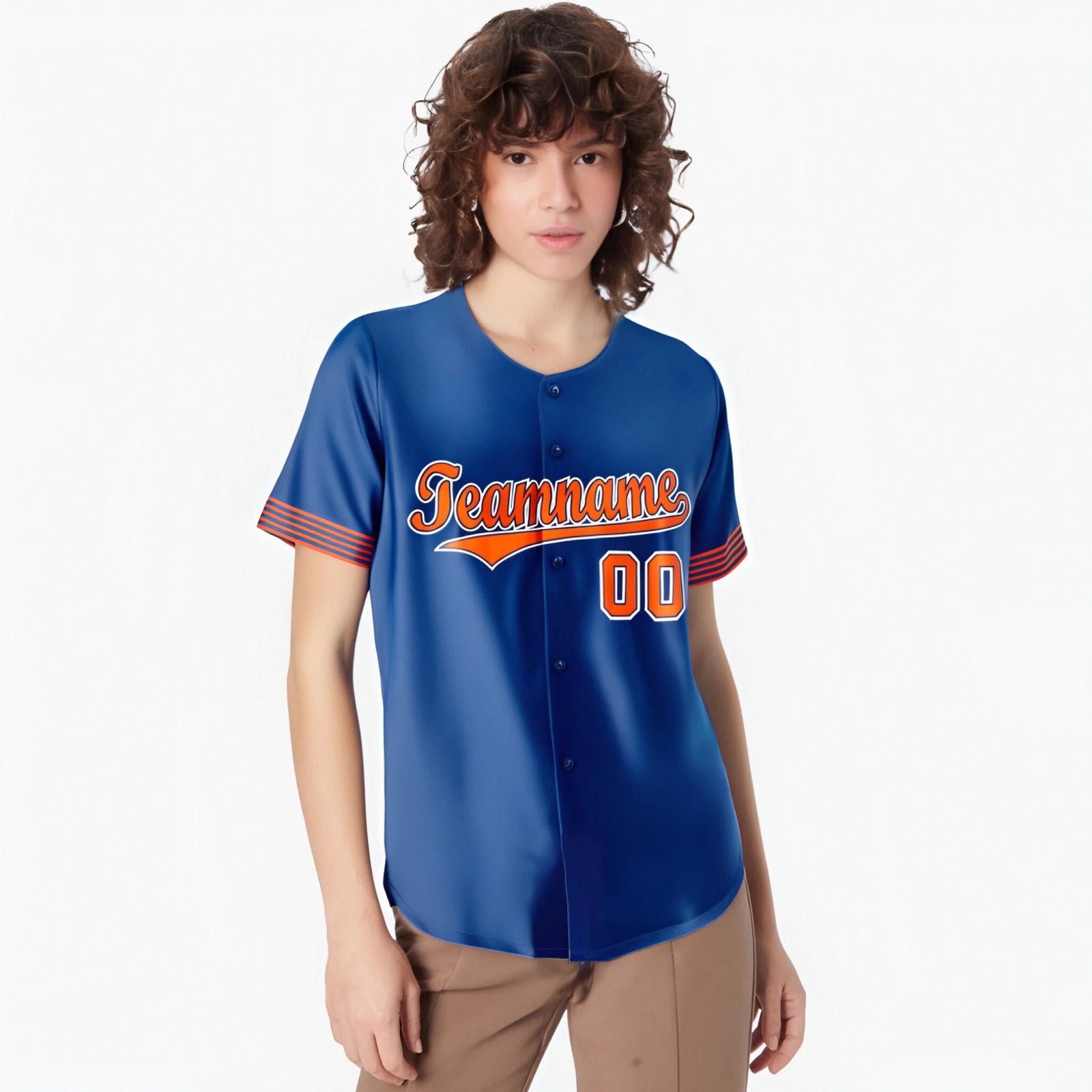 Custom Royal Blue Orange-White Classic Style Authentic Baseball Jersey