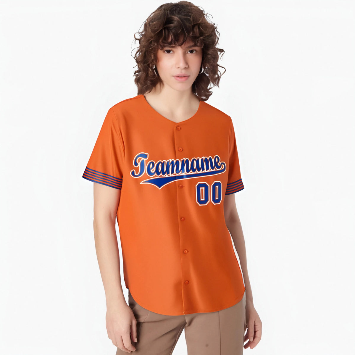 Custom Orange Royal Blue-White Classic Style Authentic Baseball Jersey