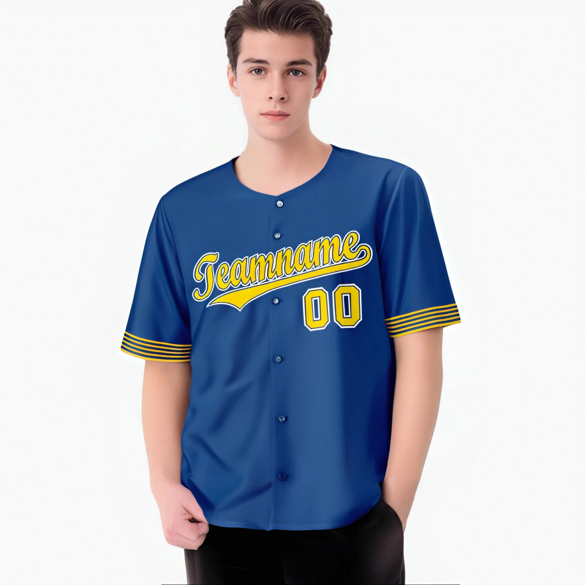 Custom Royal Blue Gold-White Classic Style Authentic Baseball Jersey