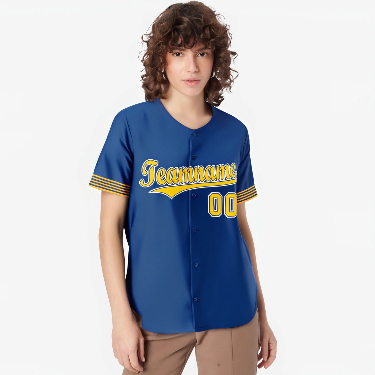 Custom Royal Blue Gold-White Classic Style Authentic Baseball Jersey