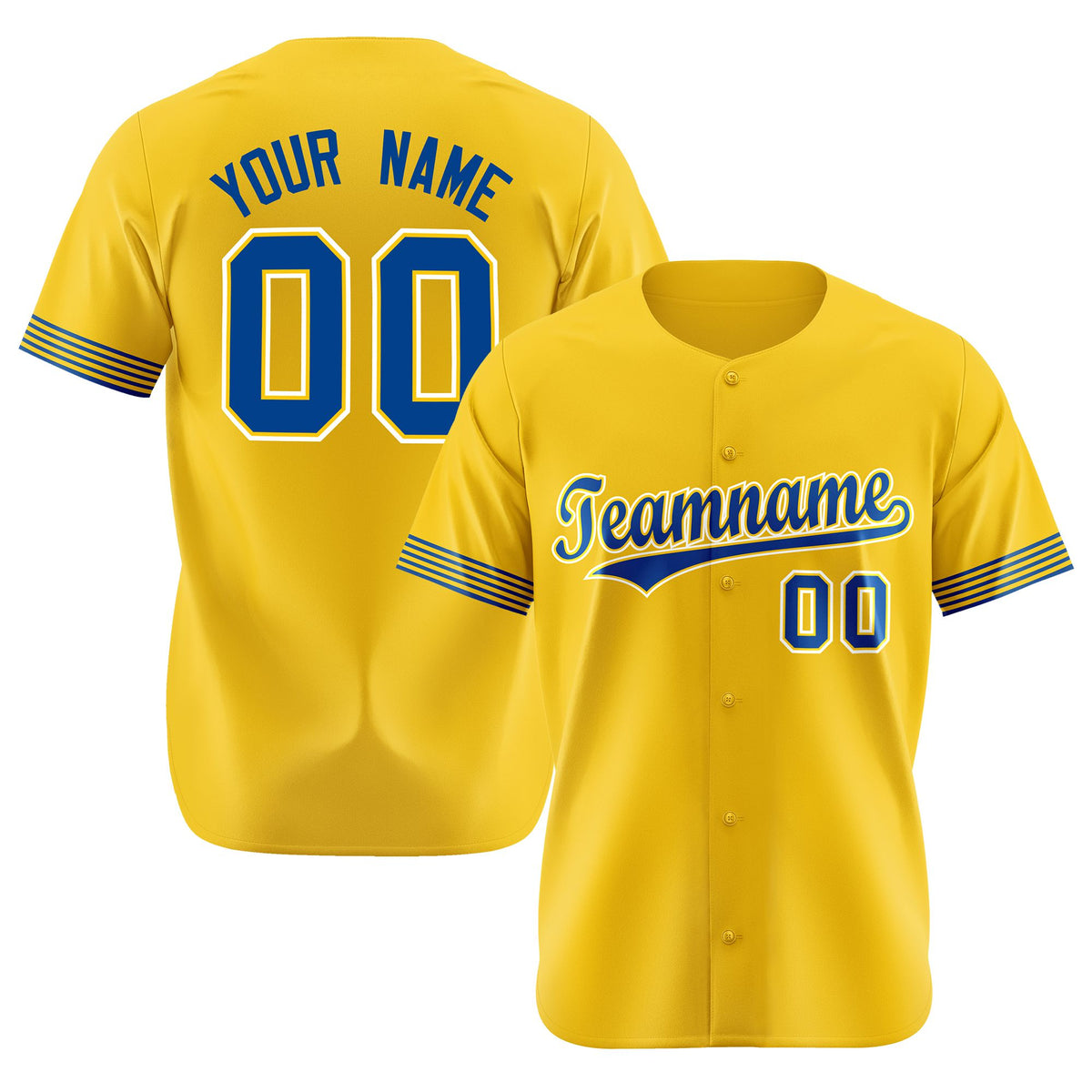 Custom Gold Royal Blue-White Classic Style Authentic Baseball Jersey