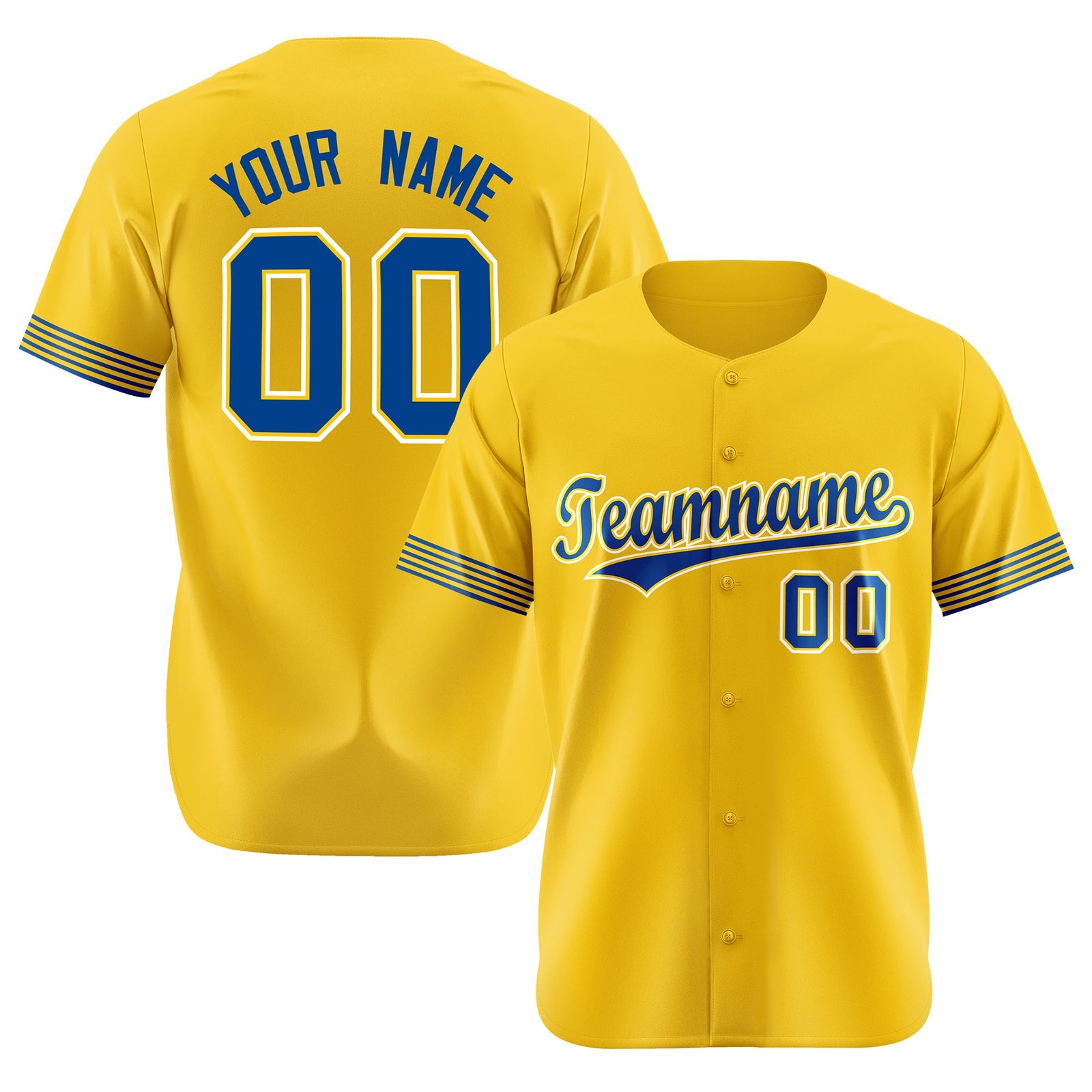 Custom Gold Royal Blue-White Classic Style Authentic Baseball Jersey